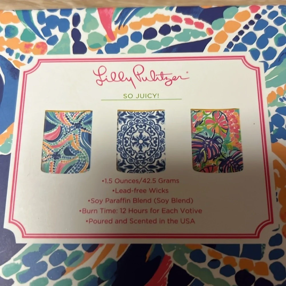 Lilly Pulitzer 3-piece candle set in the 